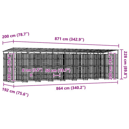 Outdoor-Hundezwinger Stahl 16,59 m²