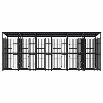 Outdoor-Hundezwinger mit Dach Stahl 11,06 m²