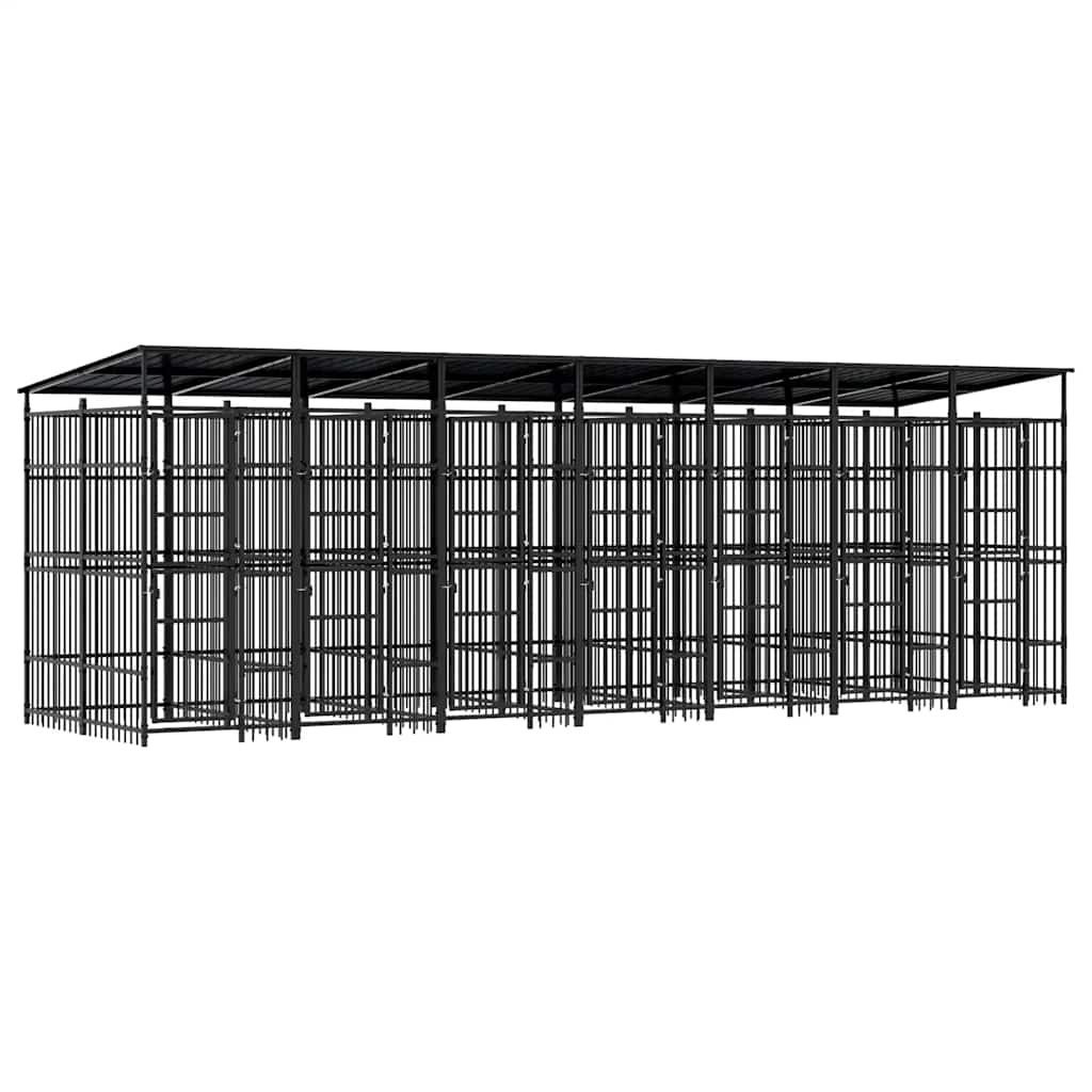 Outdoor-Hundezwinger mit Dach Stahl 12,9 m²