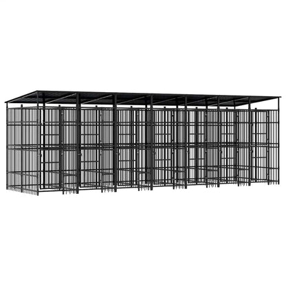 Outdoor-Hundezwinger mit Dach Stahl 12,9 m²