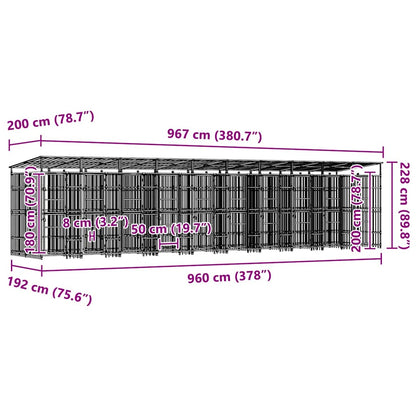 Outdoor-Hundezwinger mit Dach Stahl 18,43 m²