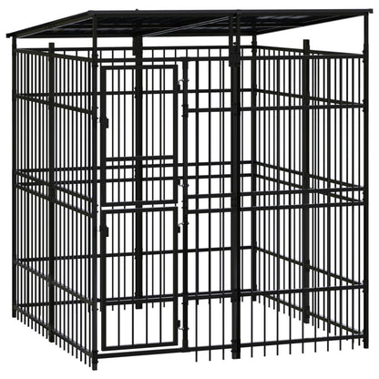 Outdoor-Hundezwinger mit Dach Stahl 3,69 m²