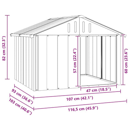 Hundehütte Grau 116,5x103x81,5 cm Verzinkter Stahl