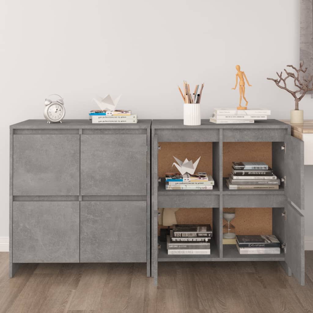 Sideboards 2 Stk. Betongrau 70x41x75 cm Holzwerkstoff