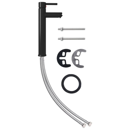 Badezimmer Waschbecken mit Wasserhahn Ablaufgarnitur Schwarz