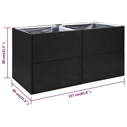Pflanzkübel Schwarz 157x80x80 cm Poly Rattan