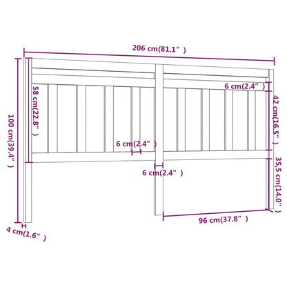 Kopfteil Honigbraun 206x4x100 cm Massivholz Kiefer