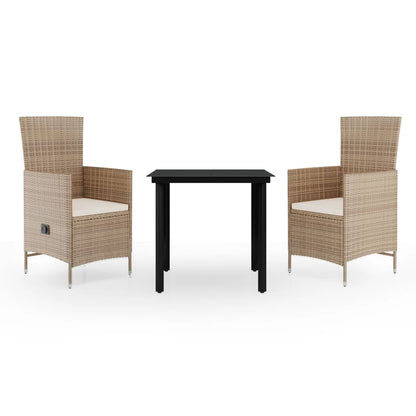 3-tlg. Garten-Essgruppe mit Kissen Beige