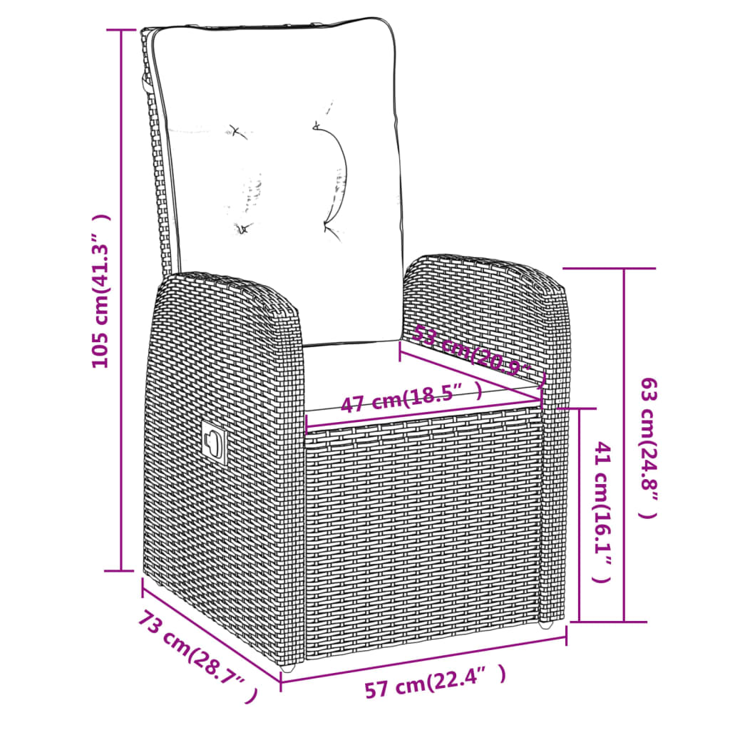 7-tlg. Garten-Essgruppe mit Kissen Schwarz