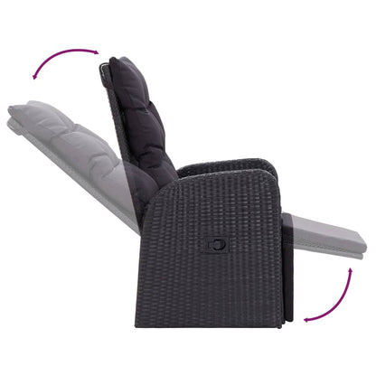 9-tlg. Garten-Essgruppe mit Kissen Schwarz