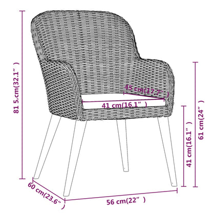 7-tlg. Garten-Essgruppe mit Kissen Braun