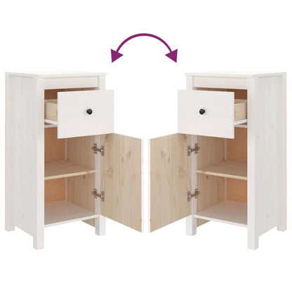 Sideboards 2 Stk. Weiß 40x35x80 cm Massivholz Kiefer