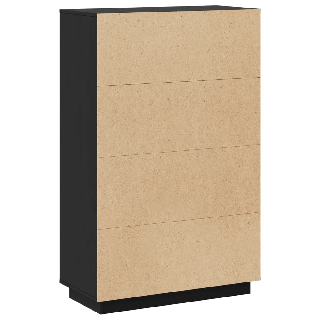 Highboard Schwarz 74x35x117 cm Massivholz Kiefer