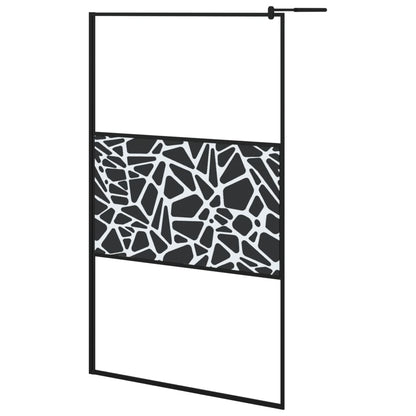 Duschwand für Walk-In Dusche 115x195 cm ESG Steindesign Schwarz