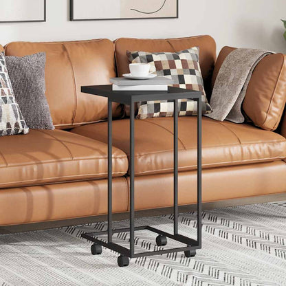 Beistelltisch mit Rollen Schwarz 40x30x63,5 cm Holzwerkstoff