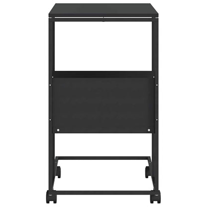 Beistelltisch mit Rollen Schwarz 55x36x63,5 cm Holzwerkstoff