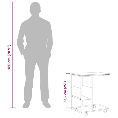 Beistelltisch mit Rollen Schwarz 55x36x63,5 cm Holzwerkstoff