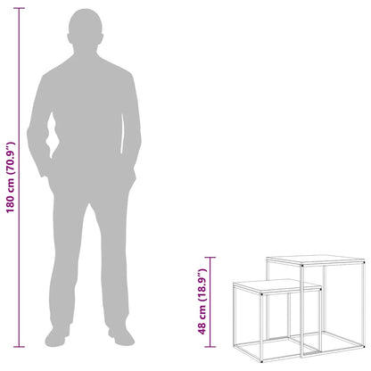 Couchtisch-Set 2-tlg. Holzwerkstoff und Metall