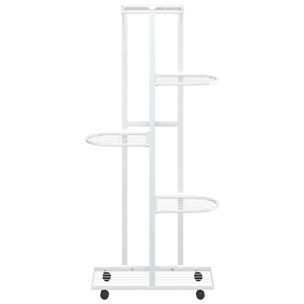 Blumenständer 5-Etagen mit Rollen 44x23x100 cm Weiß Eisen