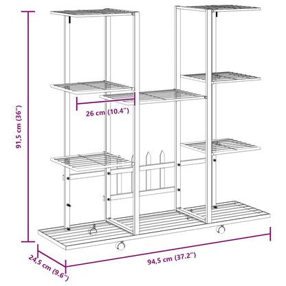 Blumenständer mit Rollen 94,5x24,5x91,5 cm Weiß Eisen