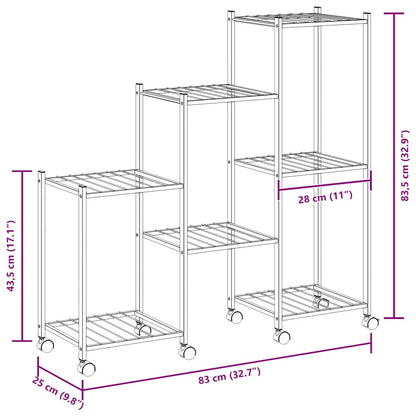 Blumenständer mit Rollen 83x25x83,5 cm Schwarz Eisen