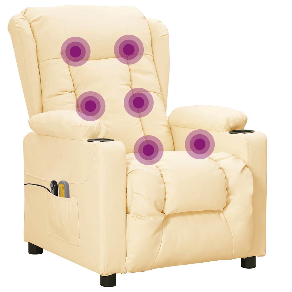 Massagesessel Elektrisch Creme Kunstleder