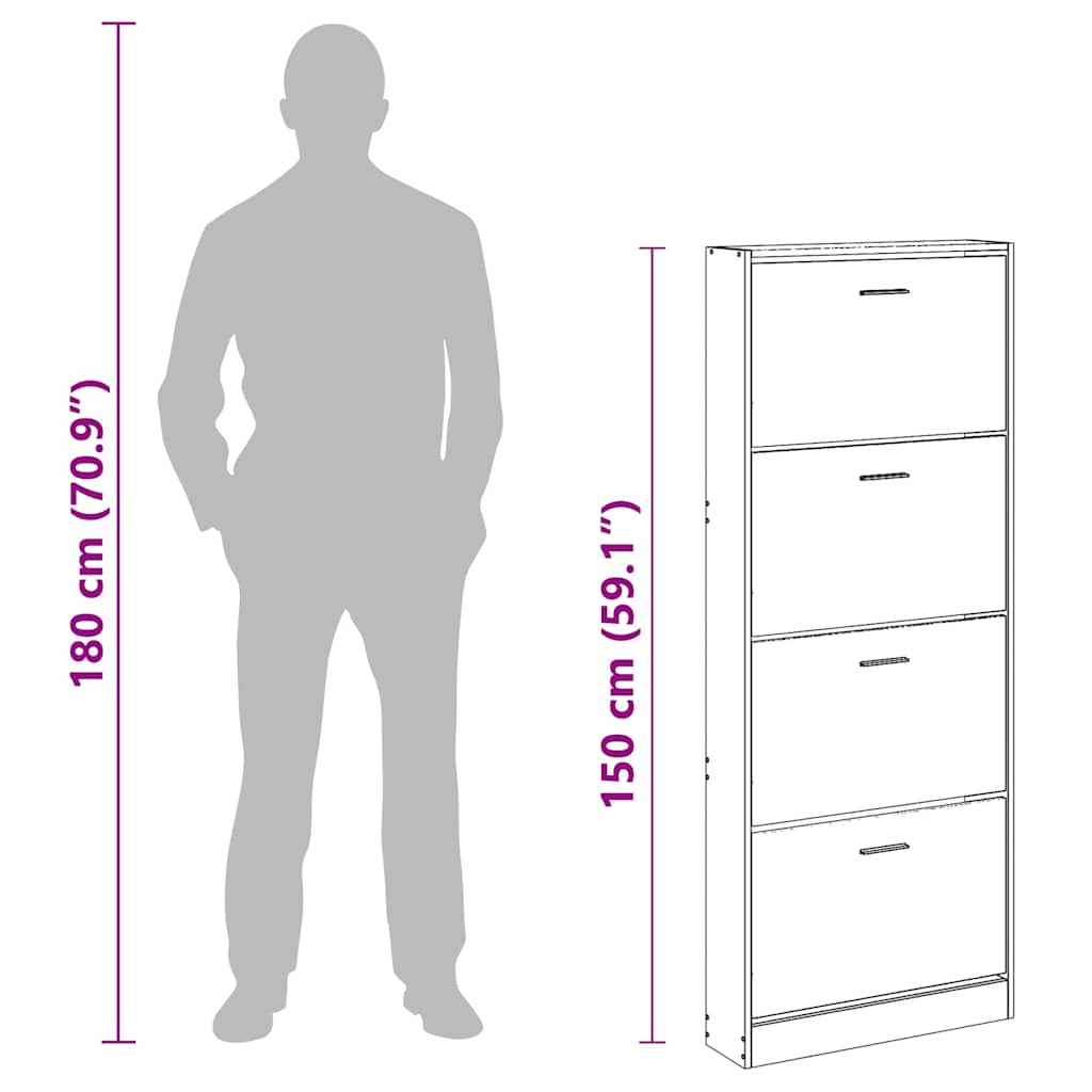 Schuhschrank Weiß 59x17x150 cm Holzwerkstoff