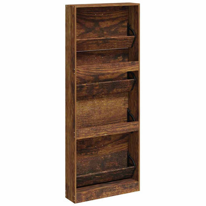 Schuhschrank Räuchereiche 59x17x150 cm Holzwerkstoff