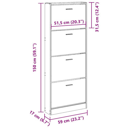 Schuhschrank Räuchereiche 59x17x150 cm Holzwerkstoff