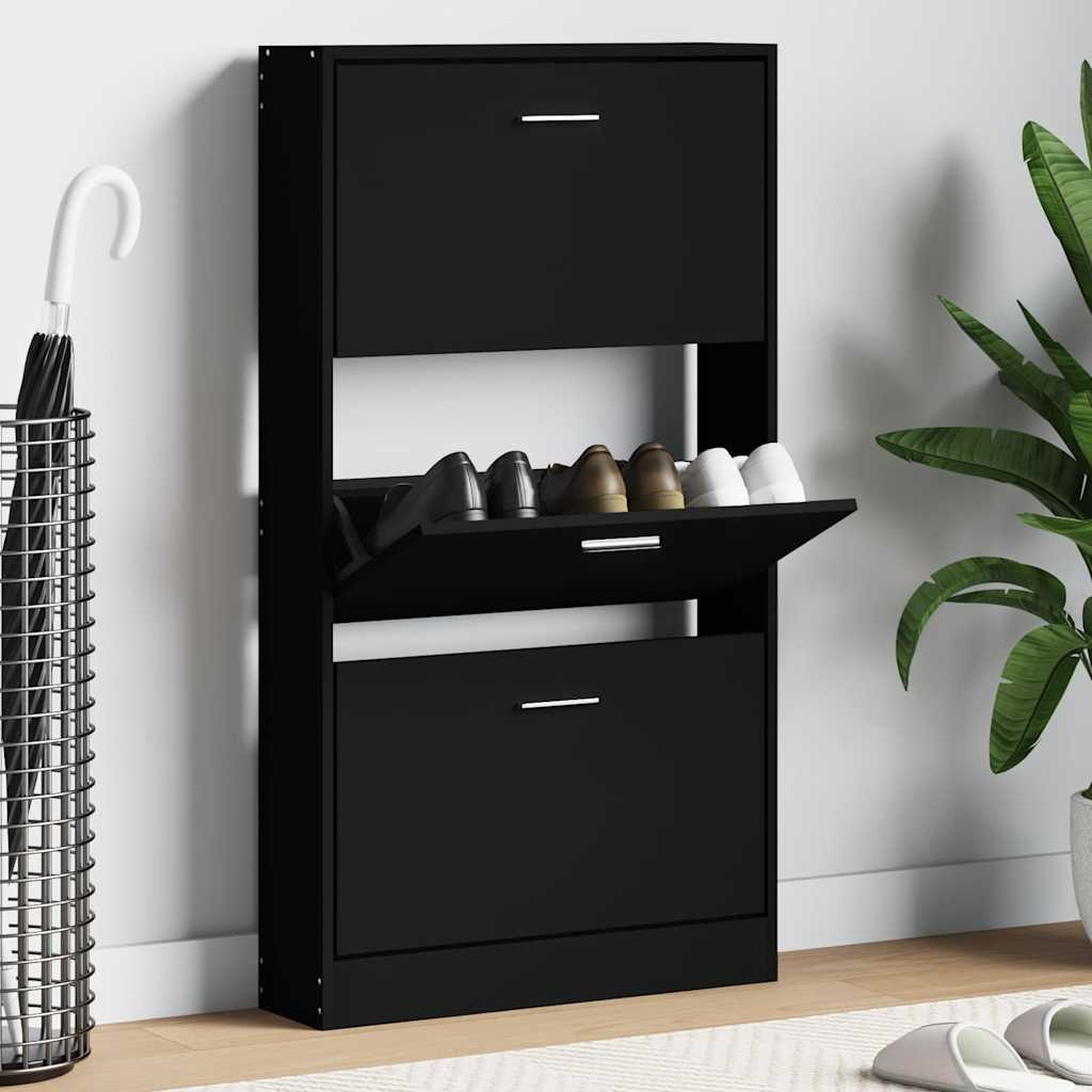 Schuhschrank Schwarz 59x17x108 cm Holzwerkstoff