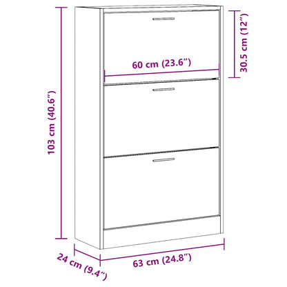 Schuhschrank Räuchereiche 63x24x103 cm Holzwerkstoff