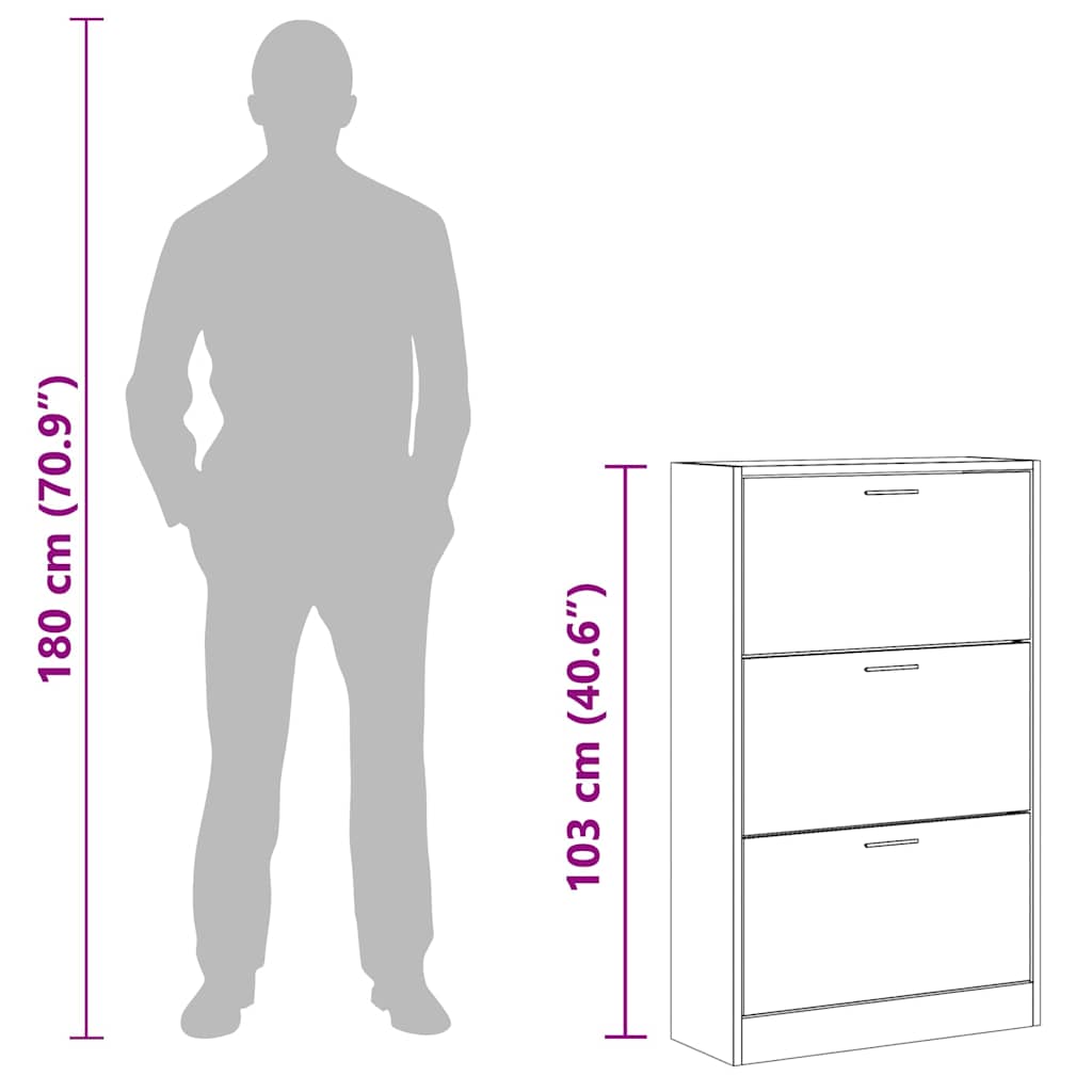 Schuhschrank Räuchereiche 63x24x103 cm Holzwerkstoff