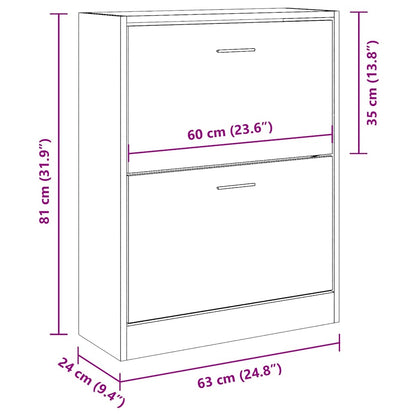 Schuhschrank Räuchereiche 63x24x81 cm Holzwerkstoff