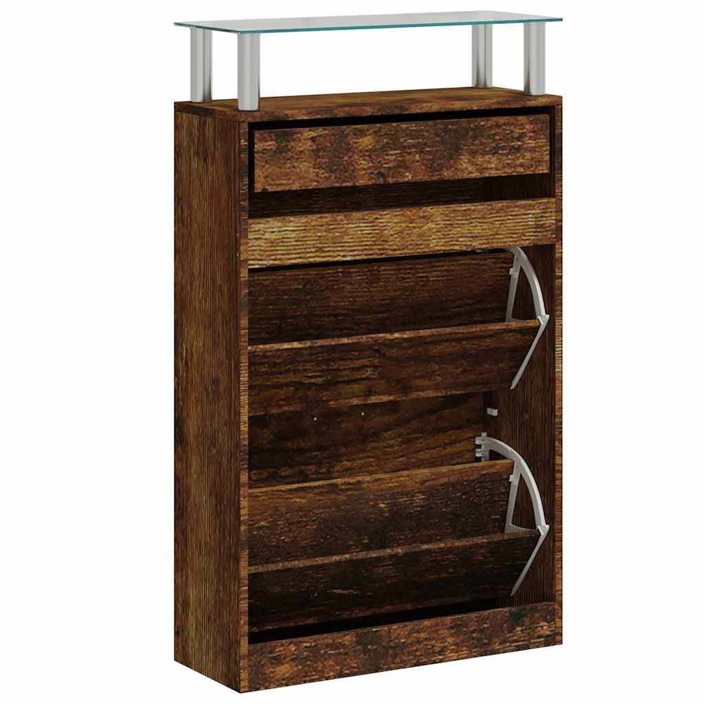 Schuhschrank Räuchereiche 63x24x104 cm Holzwerkstoff