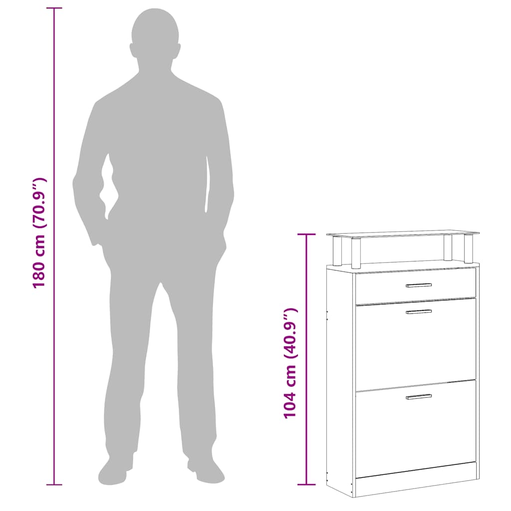 Schuhschrank Braun Eichen-Optik 63x24x104 cm Holzwerkstoff