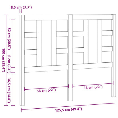 Kopfteil Schwarz 126x4x100 cm Massivholz Kiefer