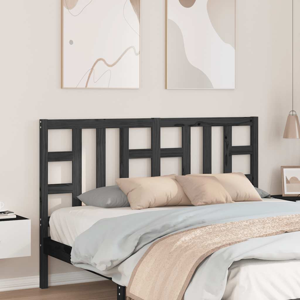 Kopfteil Schwarz 146x4x100 cm Massivholz Kiefer