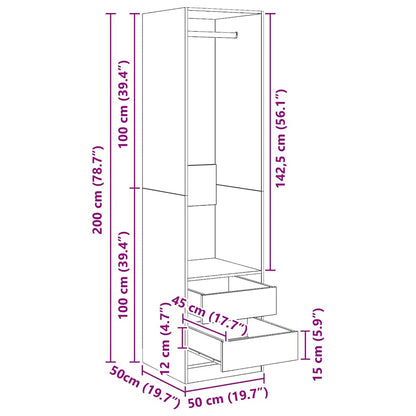 Kleiderschrank mit Schubladen Räuchereiche 50x50x200 cm
