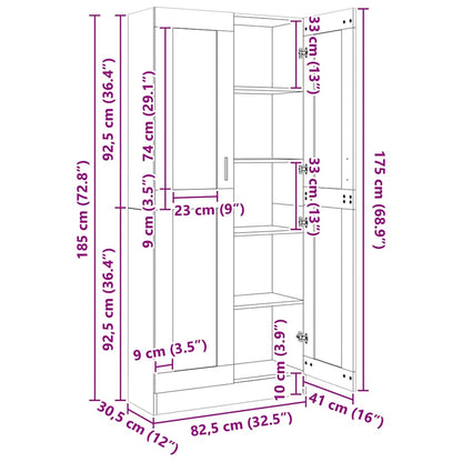 Vitrinenschrank Räuchereiche 82,5x30,5x185 cm Holzwerkstoff