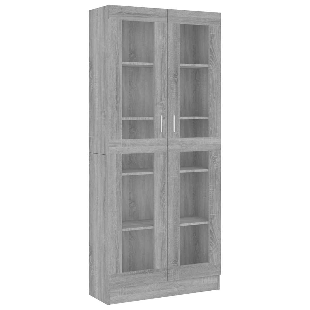 Vitrinenschrank Grau Sonoma 82,5x30,5x185 cm Holzwerkstoff