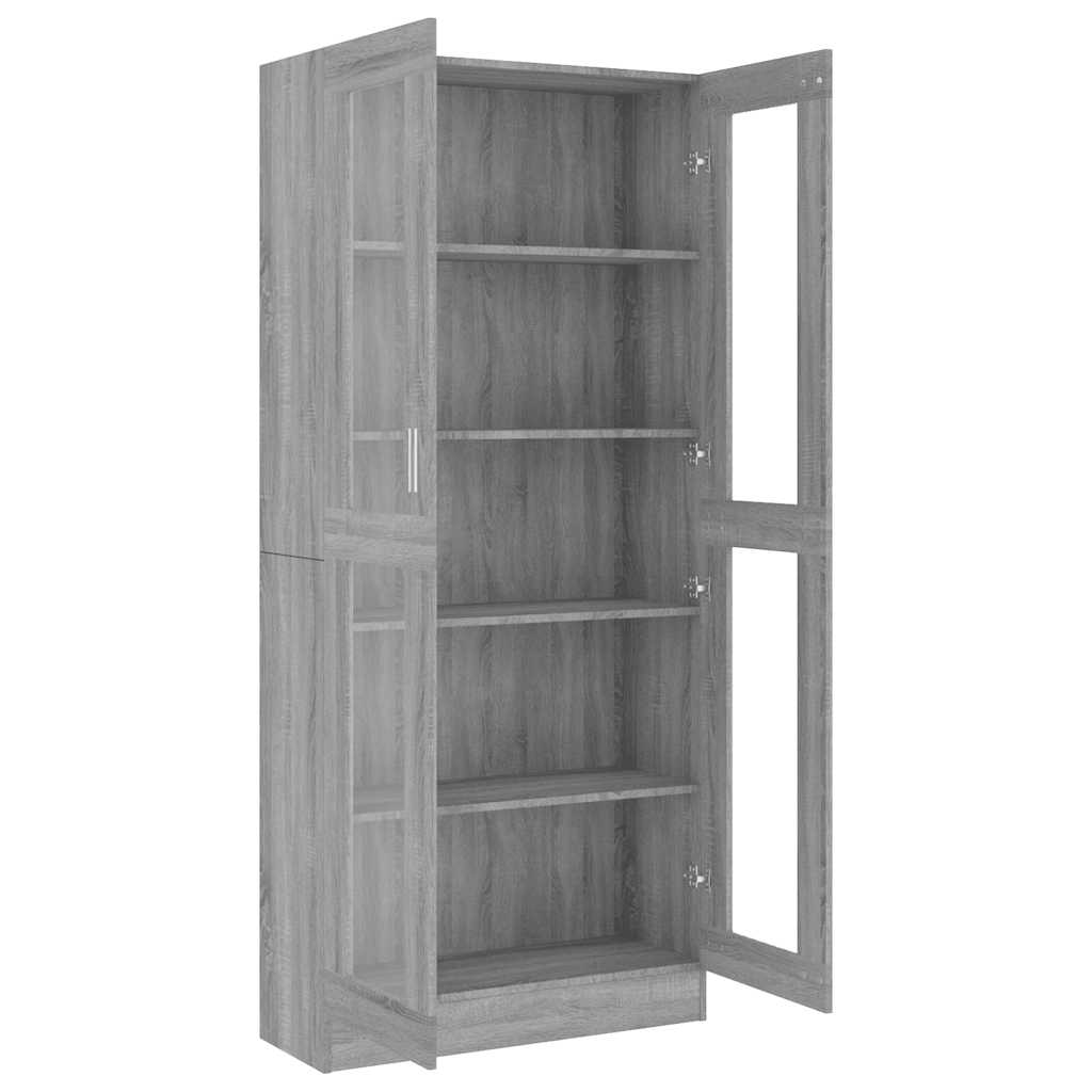Vitrinenschrank Grau Sonoma 82,5x30,5x185 cm Holzwerkstoff