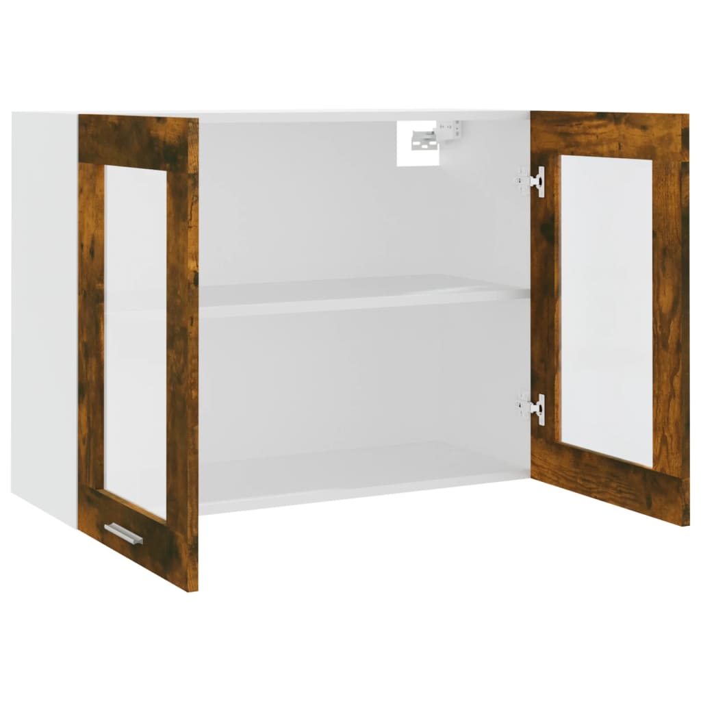 Hängeschrank Lyon Glas Räuchereiche 80x31x60 cm Holzwerkstoff
