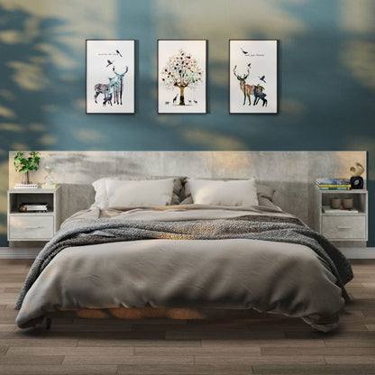 Wand-Nachttische 2 Stk. Betongrau