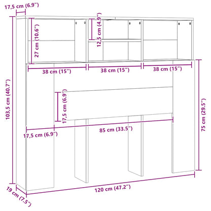 Bett-Kopfteil mit Ablagen Sonoma-Eiche 120x19x103,5 cm