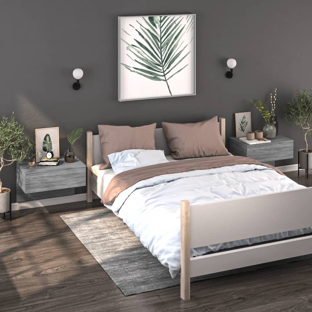 Wand-Nachttische 2 Stk. Grau Sonoma