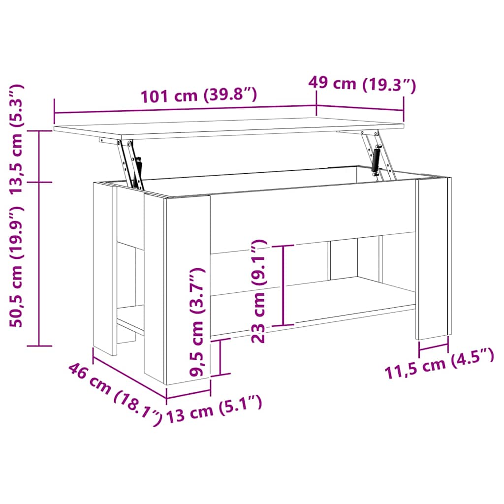 Couchtisch Betongrau 101x49x52 cm Holzwerkstoff