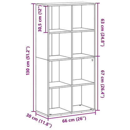 Bücherregal/Sideboard Grau Sonoma 66×30×130 cm Holzwerkstoff