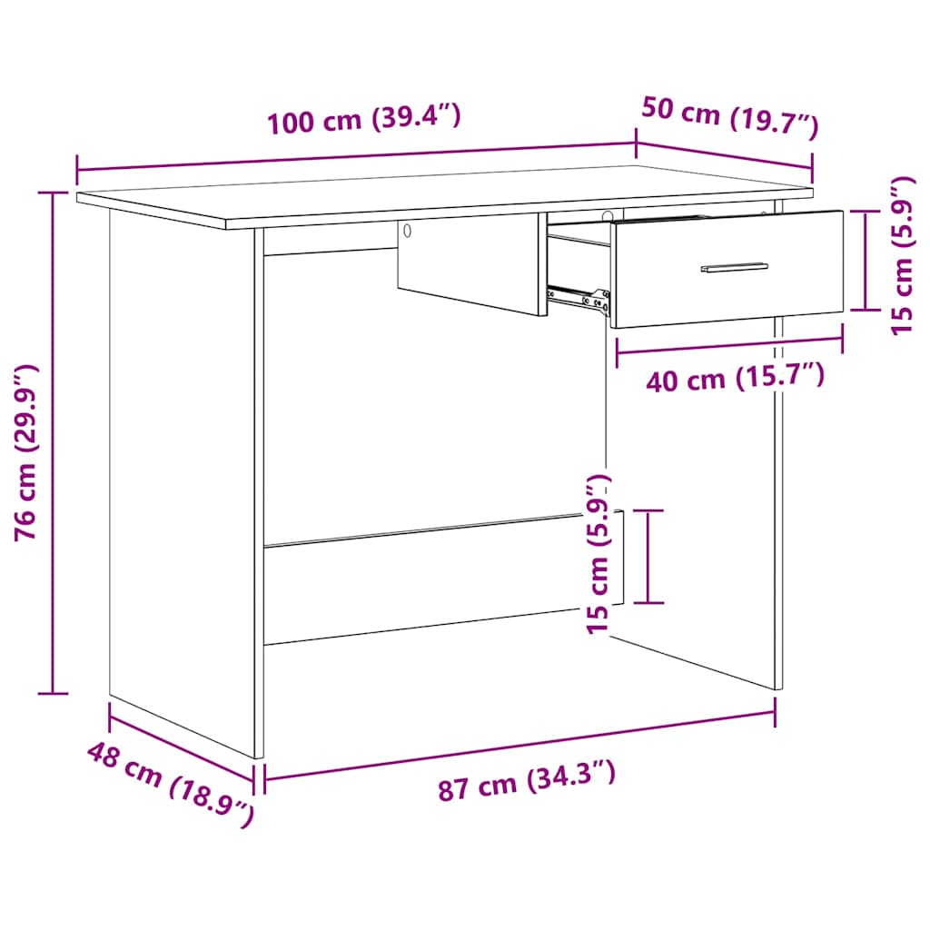 Schreibtisch Räuchereiche 100x50x76 cm Holzwerkstoff