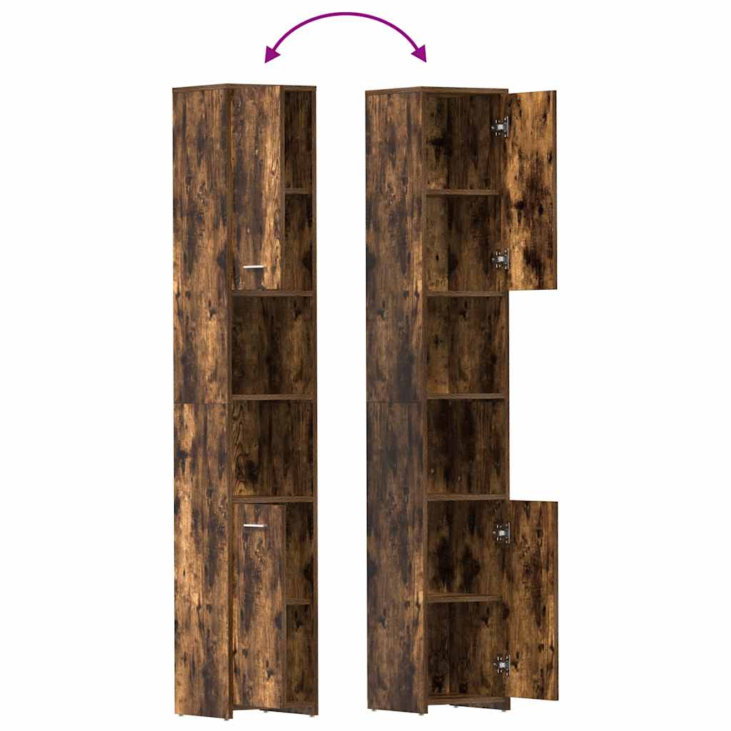 Badezimmerschrank Räuchereiche 30x30x183,5 cm Holzwerkstoff