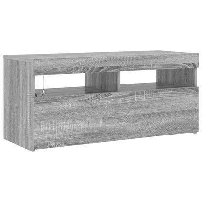 TV-Schrank mit LED-Leuchten Grau Sonoma 90x35x40 cm